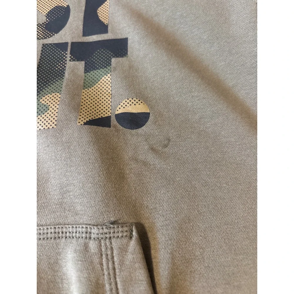 Nike Hoodie Kids M Olive Green Good Just Do It Camo Graphic Pullover